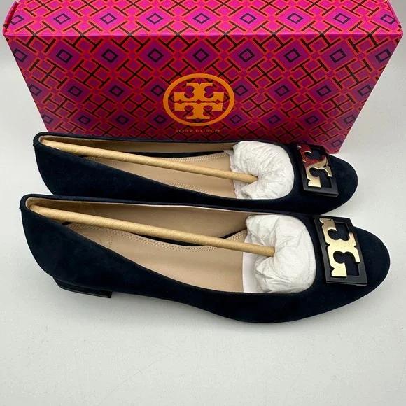 Tory Burch Women's Size 8M Gigi Suede Pump Block Heel Tory Navy Logo Kid Suede - Picture 3 of 9